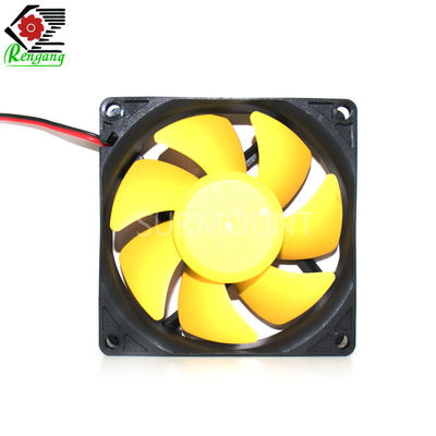 80x80x25mm 48V PC Cabinet Cooling Fan منخفضة الضوضاء مع شفرة صفراء